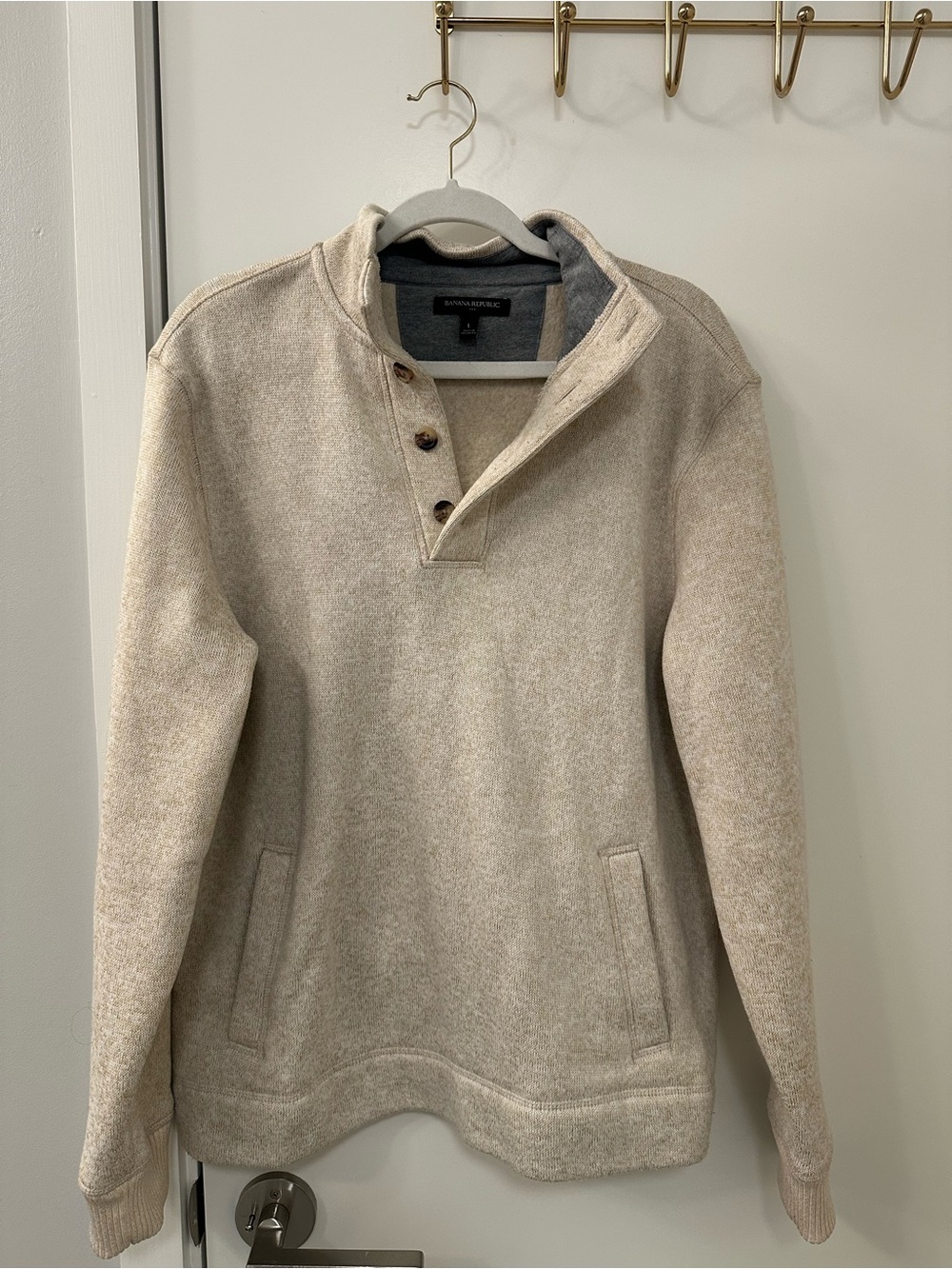 Banana Republic Men's Beige Zip-Neck Sweater